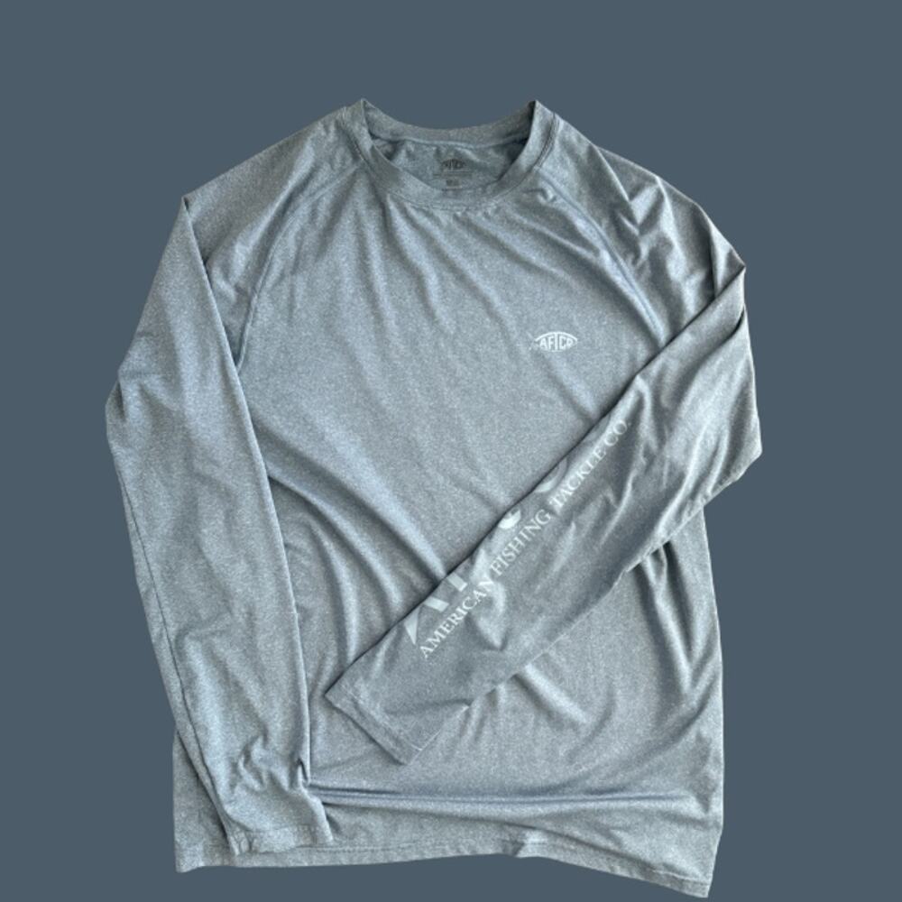 AFTCO American Fishing Tackle Co Long Sleeve Sun Shirt Gray Men's Medium